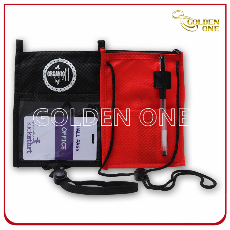 Custom Printed Polyester Badge Holder with Pen and Memo
