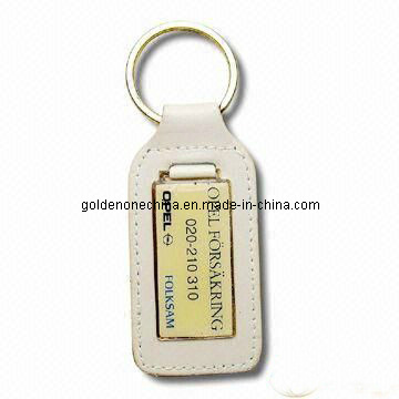 Promotion PU Leather Keychain with Epoxy Logo