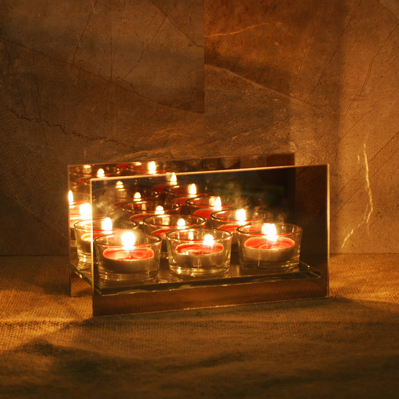 Reflective Candle Holder, Mirror Glass Tea Light Holder