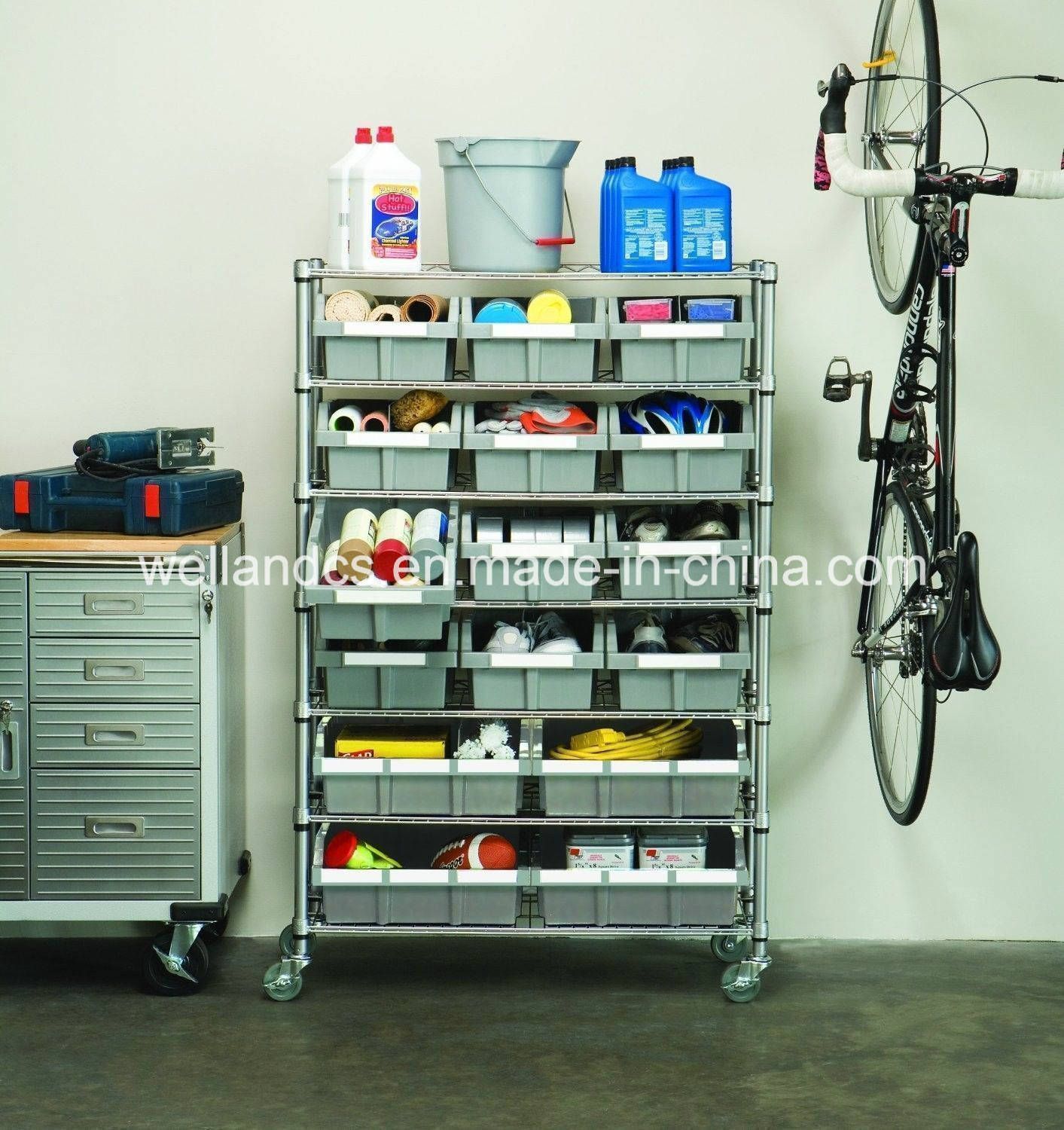 DIY Heavy Duty Chrome Metal Garage Bin Storage Wire Rack