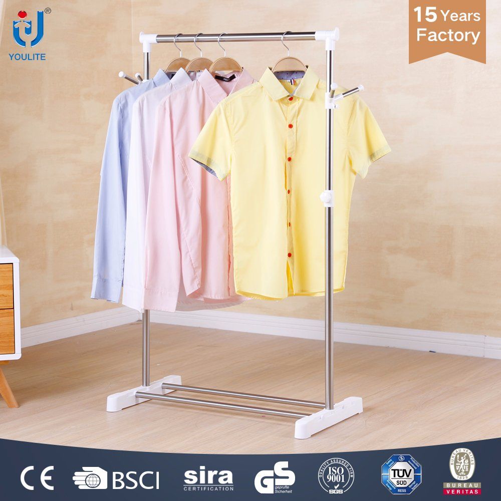 Cheap Single Rod Clothes Hanger with Coat and Hat Hook