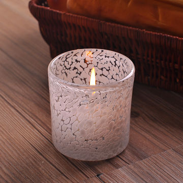 Mouth Blown White Cased Glass Candle Holder with Capacity 7oz