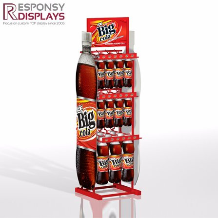 Custom Novel Styling Apple Water Shelf Metal Beverage Display Rack with Poster Panel