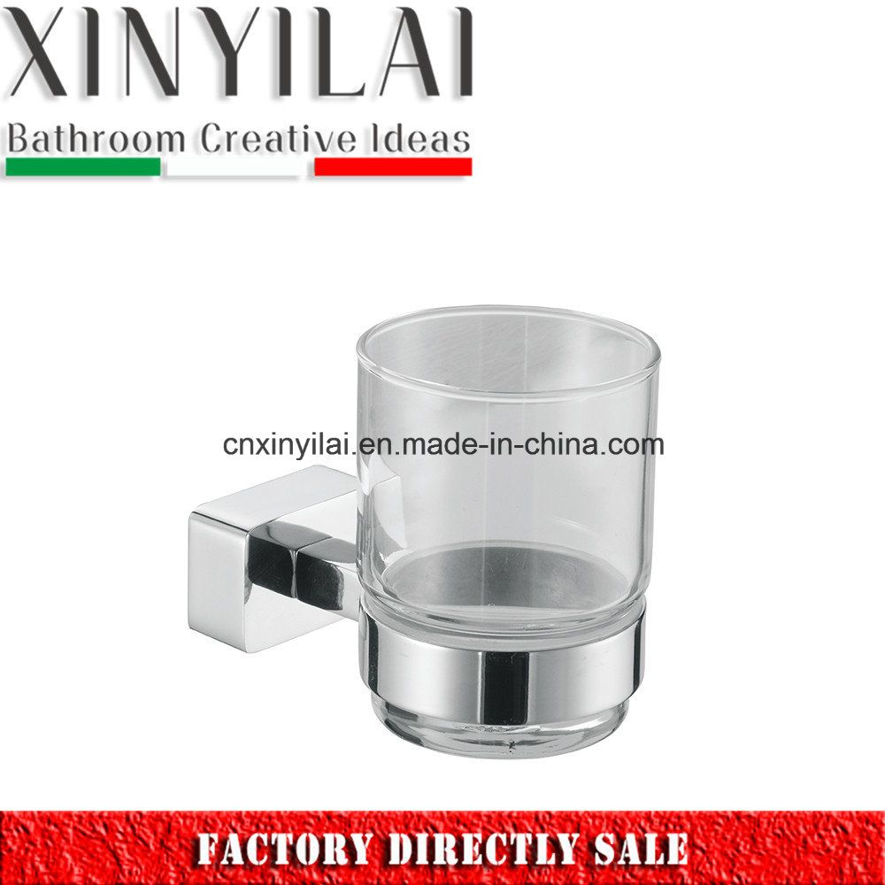 Brief One Tumbler Holder with Glass Cup for Bathroom Accessory