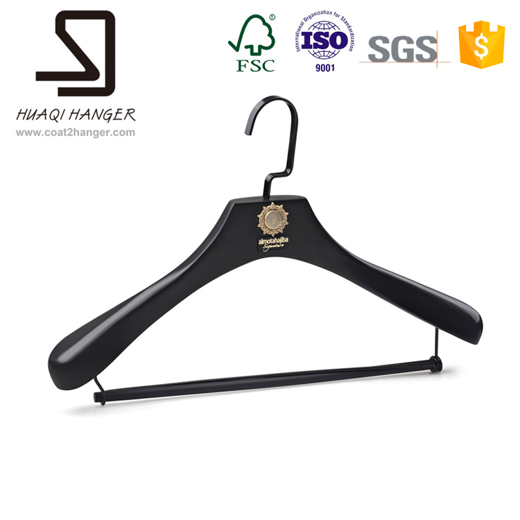 Black Wooden Hanger, Wooden Clothes Hanger, Hanger with Clips
