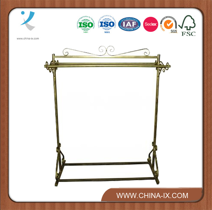 Elegant Boutique Rolling Apparel Stand with Two Bars