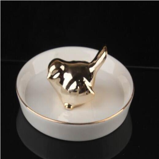 Lover Bird Wedding Ring Holder Decor Necklace Ceramic