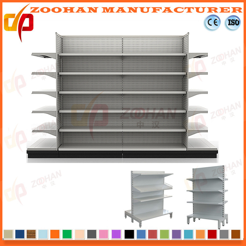 Supermarket Punched Back Panel Display Gondola Shelf (Zhs162)