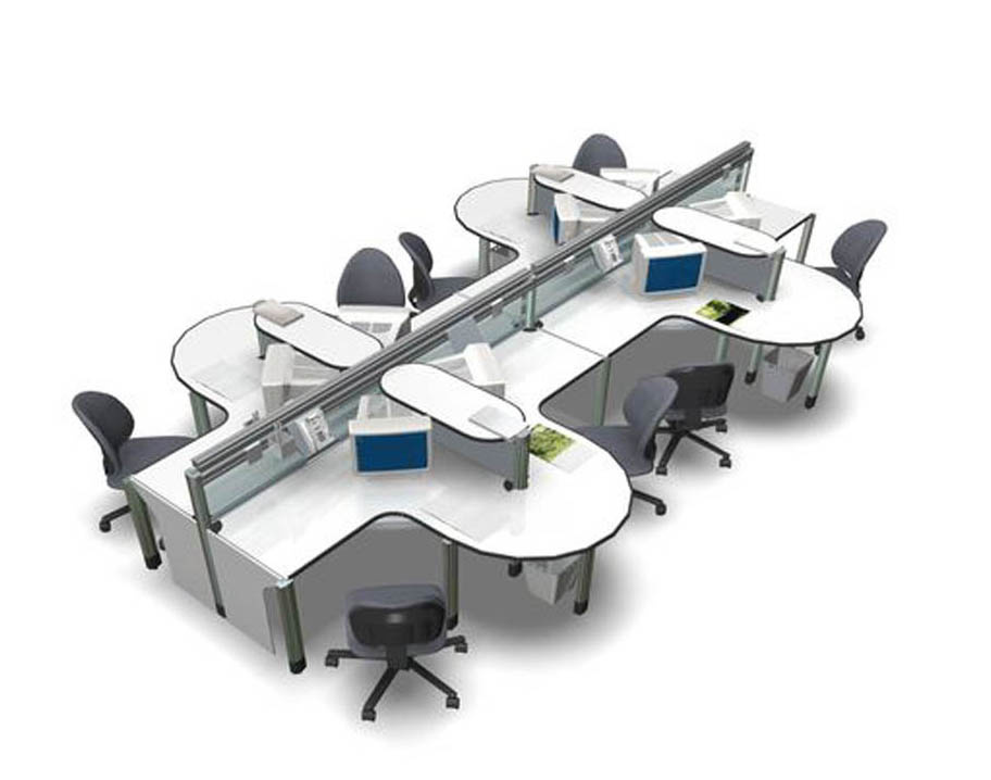Fashion Used Glass Wooden Shaped Desk Office Partition Workstation (SZ-WST614)