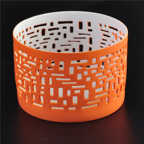 Thin Votive Ceramic Candle Holder with Pierced Pattern