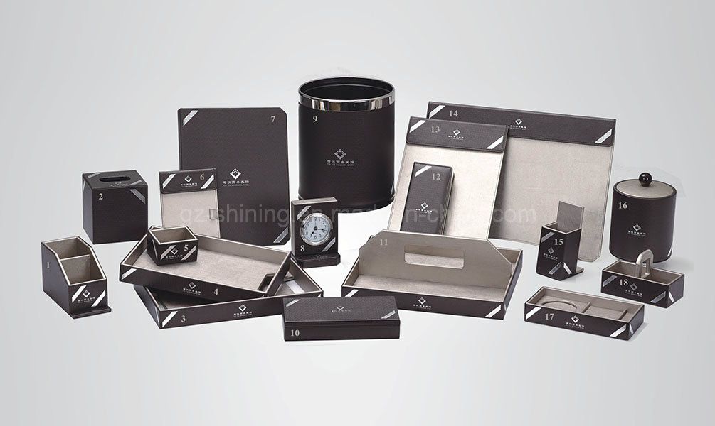 Hotel Guest Room Amenities Set with Leatherette