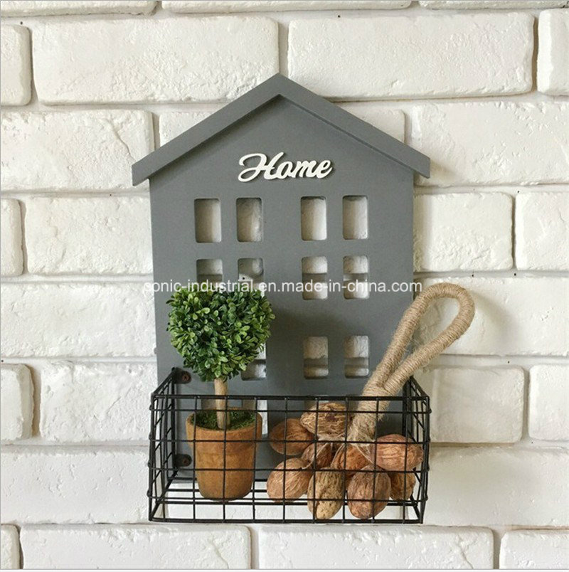 Rustic Wood Wall Box Sorter and Basket Wall Organizer Rack