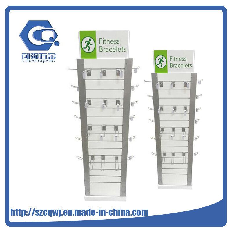 Slatwall Standing Rack with Metal Hooks Flooring Display Rack