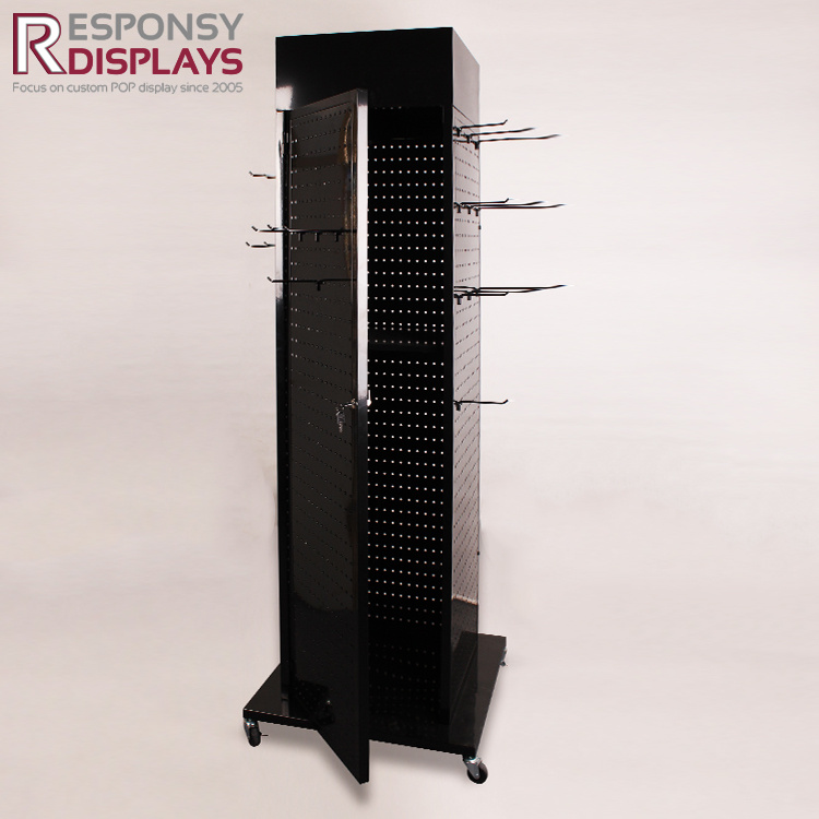 Wood 4 Side Pegboard Black Toys or Phone accessory Display Rack