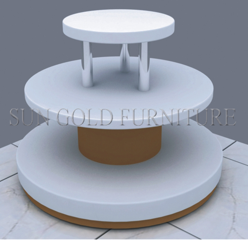 Modern 3 Tier White Round Island Display Rack (SZ-WDR030)