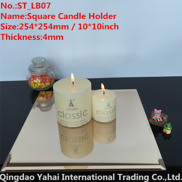 4mm Large Square Light Brown Glass Candle Holder