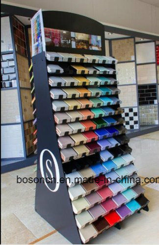 Floorstanding Black Metal Tube Advertising Natural Stone Ceramic Tile Display Rack