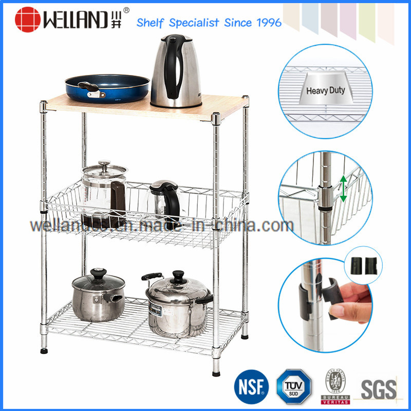 Adjusatable DIY Light Duty Carbon Steel Kitchen Shelf (LD753590B3C)