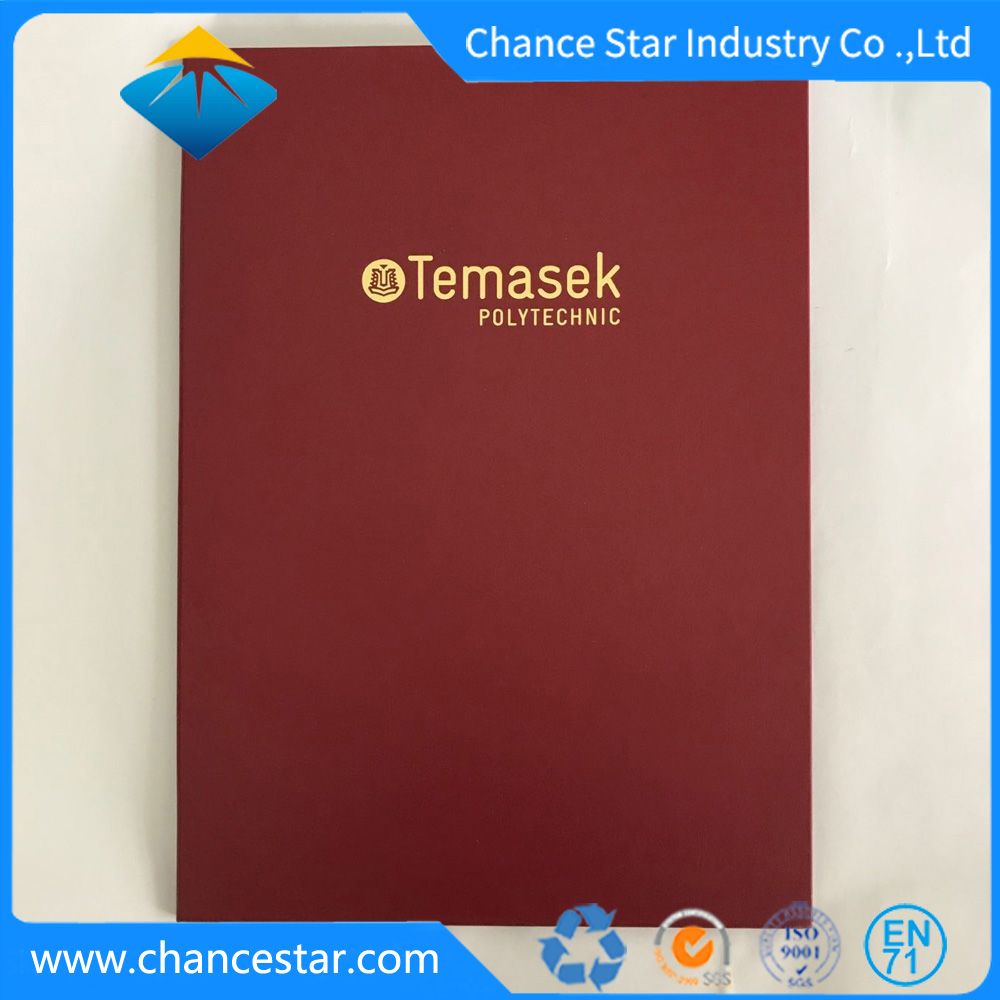 Custom College Diploma Cover A4 PU Folder with Foil Logo