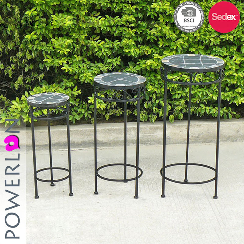 S/3 Mosaic Round Planter Stand