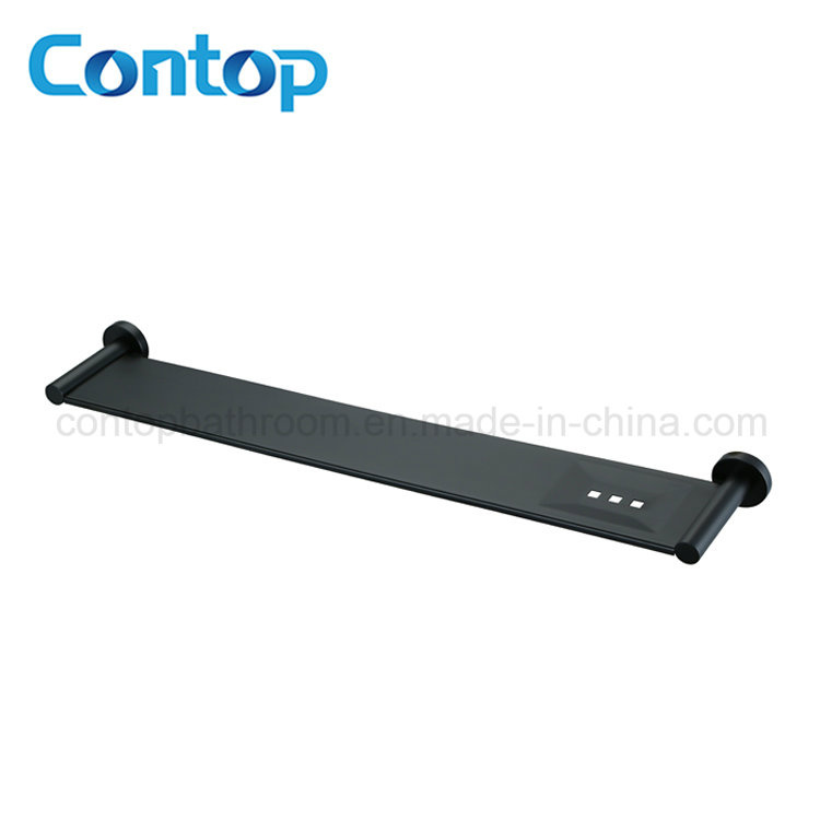 Square Design Solid Brass Matte Black Shower Shelf