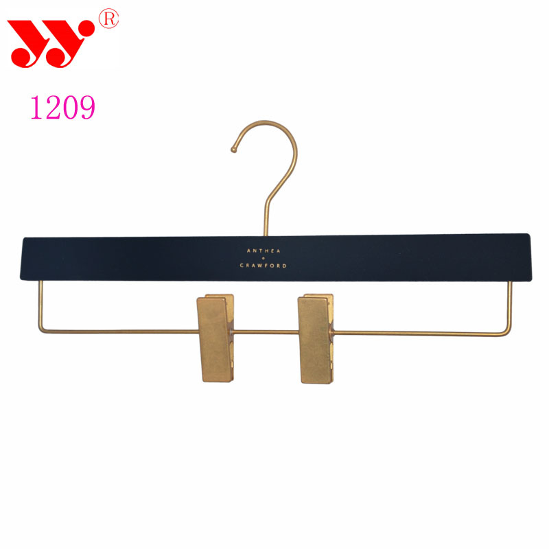 Brand Trouser Display Custom Adjustable Plastic Pants Hanger with Gold Metal Clips