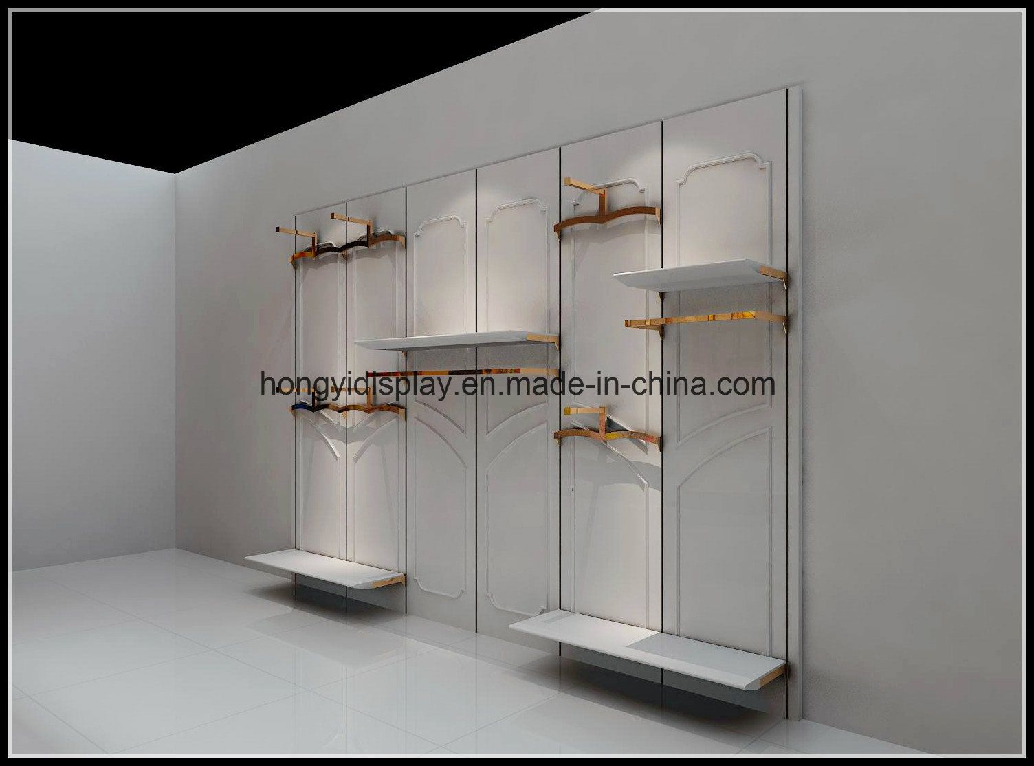 Wall Panel with Metal Hanger Rack, Slatwall, Wall Shelf