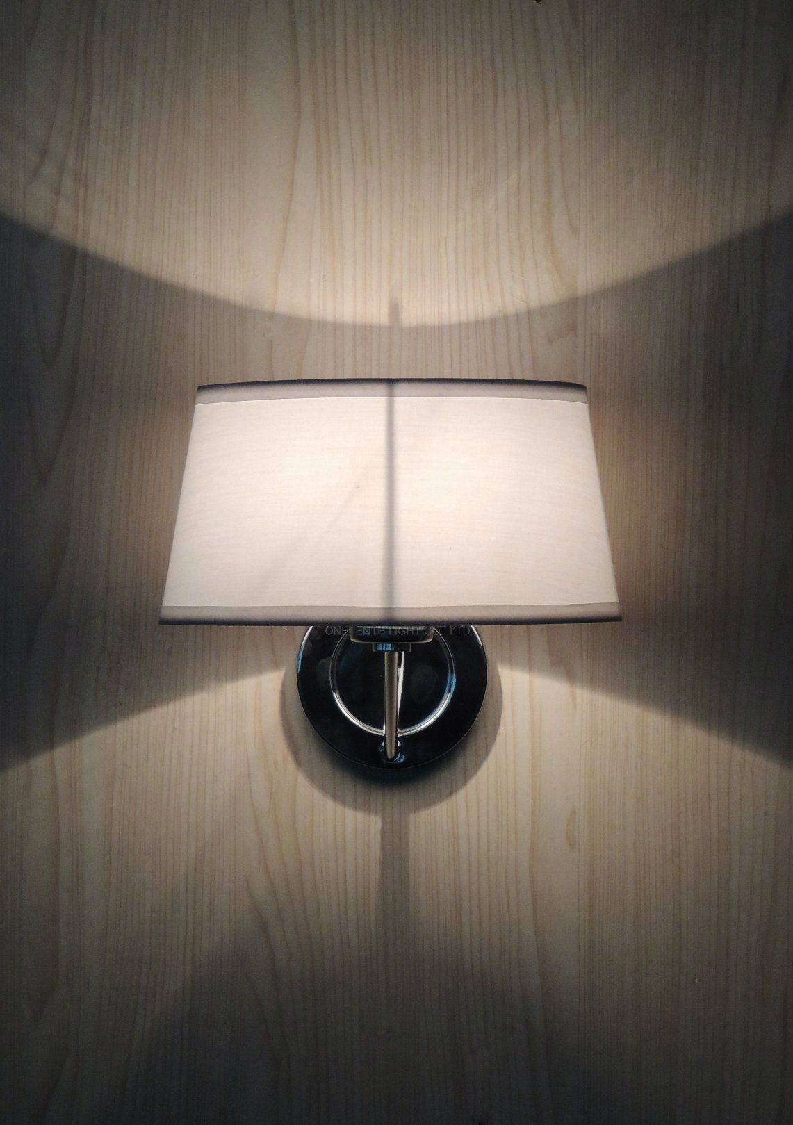 Guestroom Chrome Finish Metal and Oval Fabric Shade Wall Sconce with UL Listed