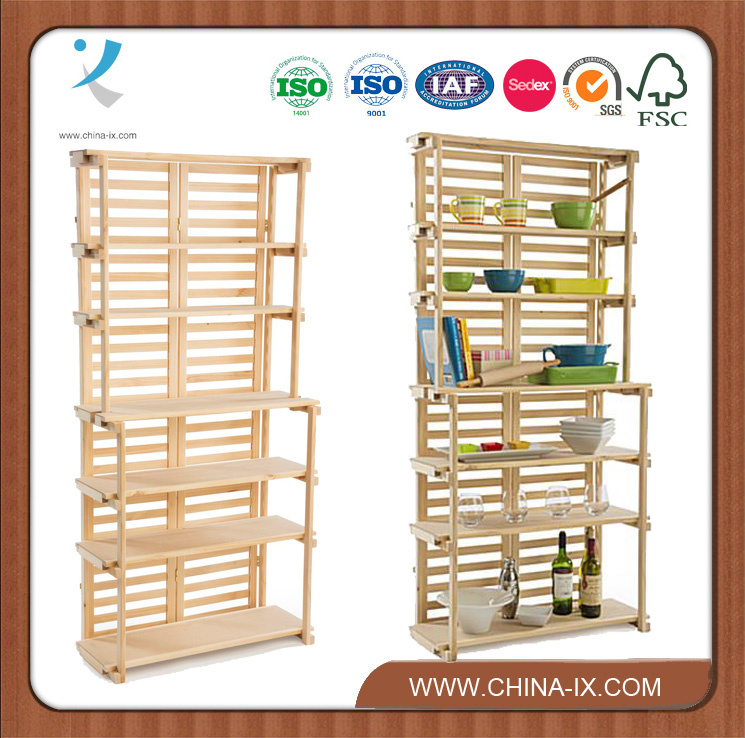 Wooden Baker's Rack Retail Shelving with 6 Shelves