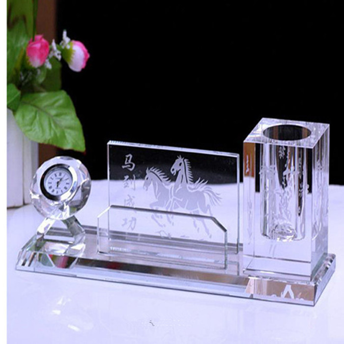 Popular Glass Crystal Pen Holder for Office Decoration