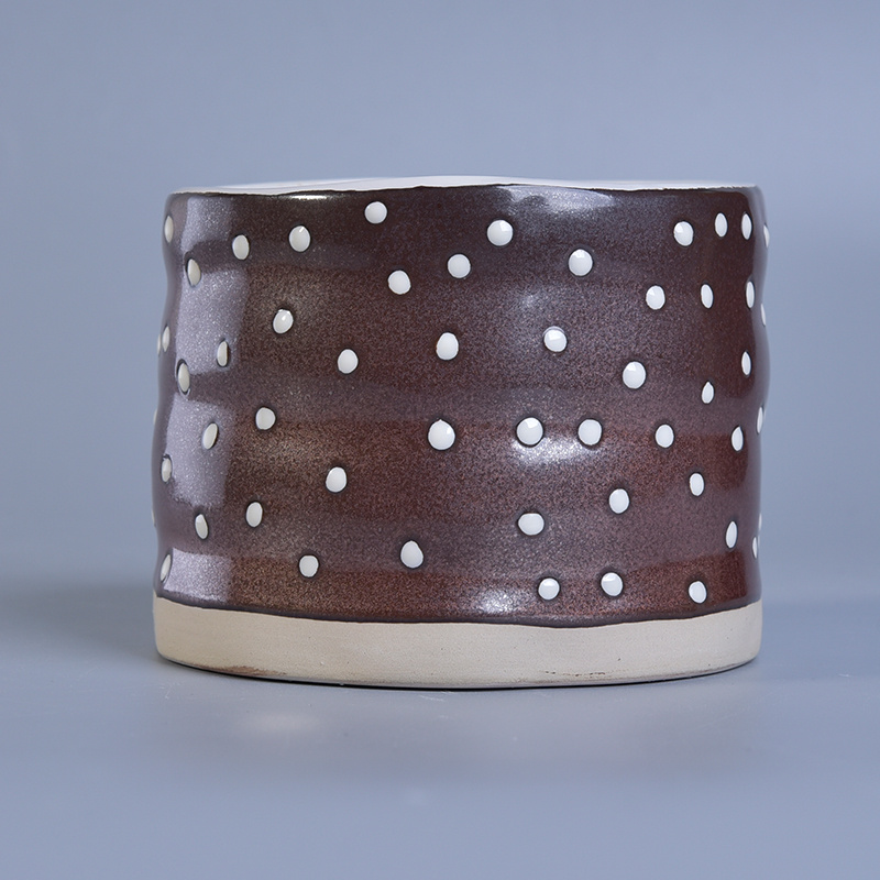 Hand Painted Brown Glazing Ceramic Candle Holders