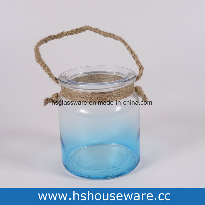 Rope Made of Brown Hemp Hangling Glass Candle Holder