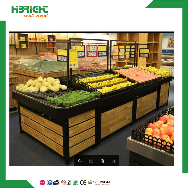 Supermarket Fruit Shelf/ Fruit and Vegetable Display/ Wood Fruit Stand Vegetable Rack