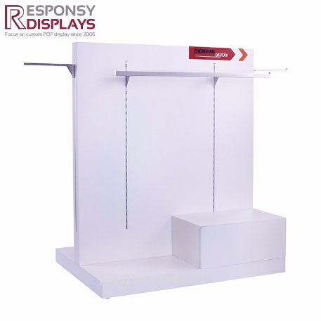 Customized Wood and Metal Clothing Display Rack in Shopping Mall