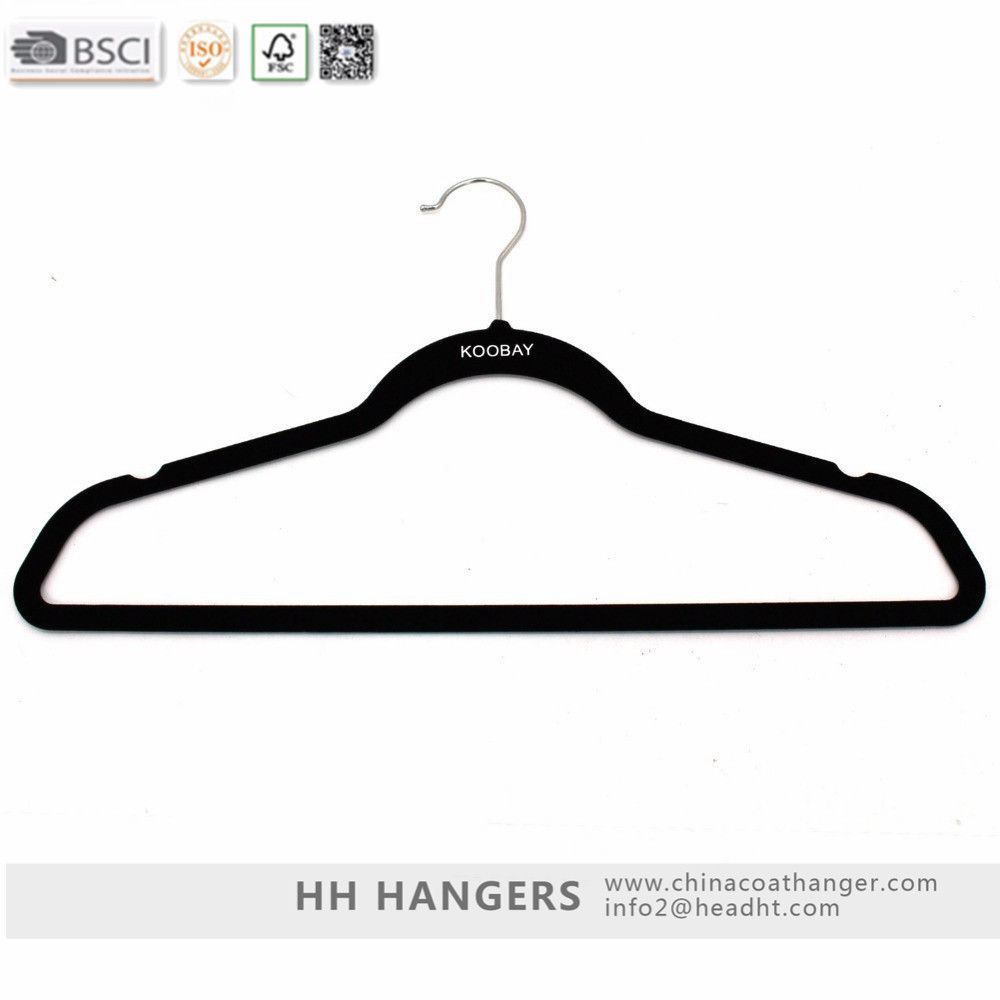Branded Custom Flocked Coating Hanger in Black Velvet Hangers for Jeans