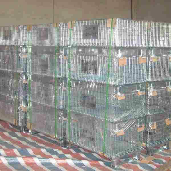Foldable Wire Mesh Galvanized Container for Warehouse Storage