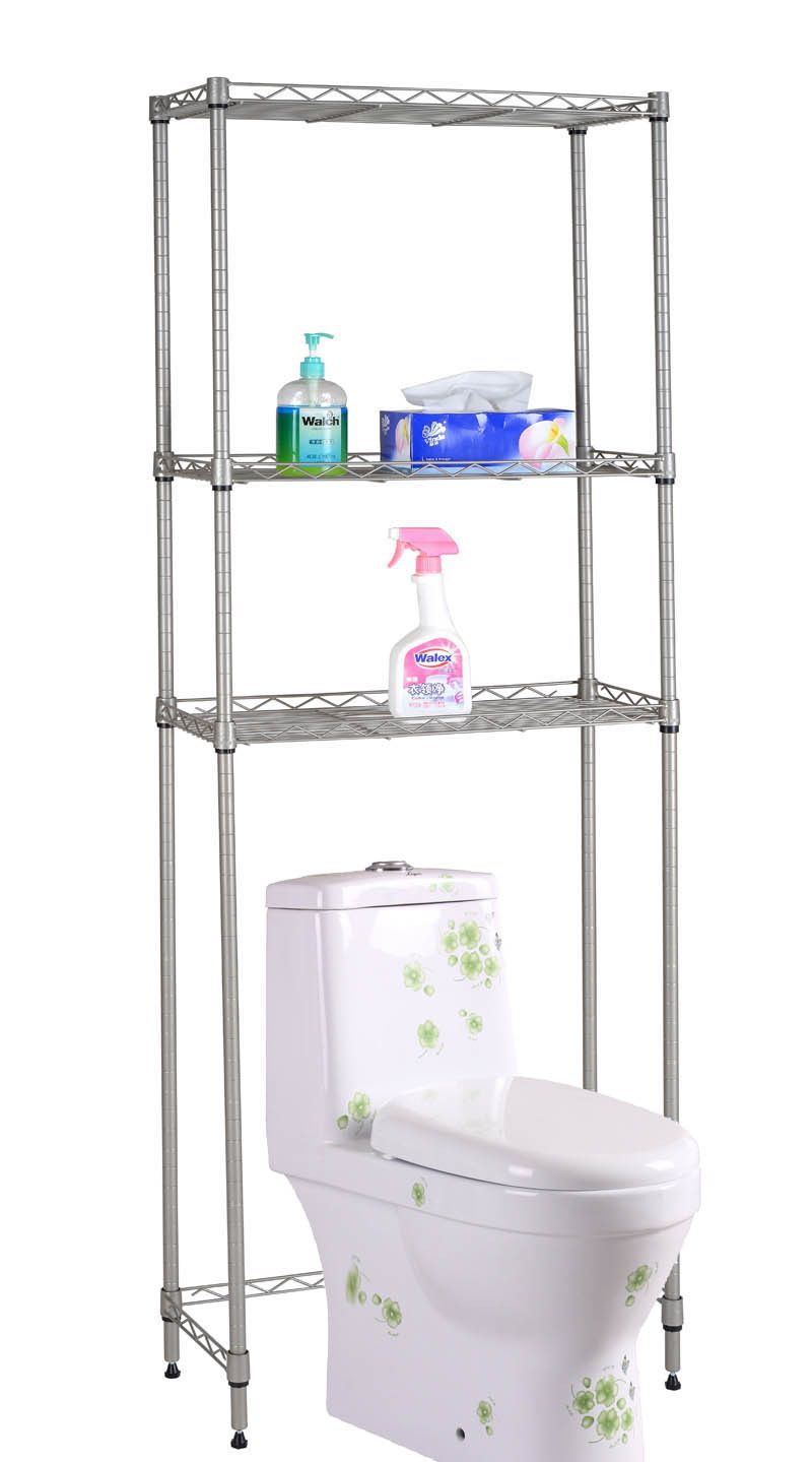 3 Layers Bathroom Use Chrome Wire Rack Shelving