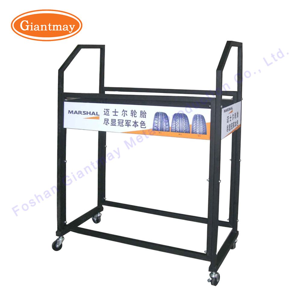 Commercial Metal Steel Tire Storage Display Rack with Wheels