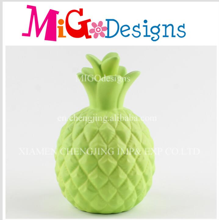 Ceramic Decoration Green Pineapple Shaped Money Bank