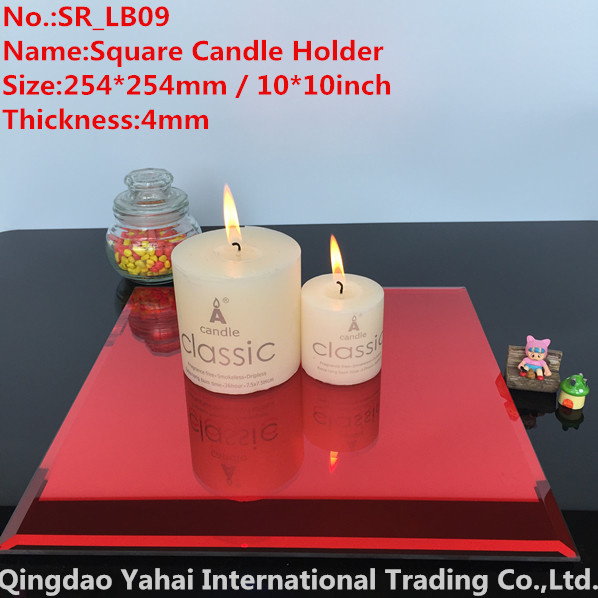 4mm Large Square Red Glass Candle Holder