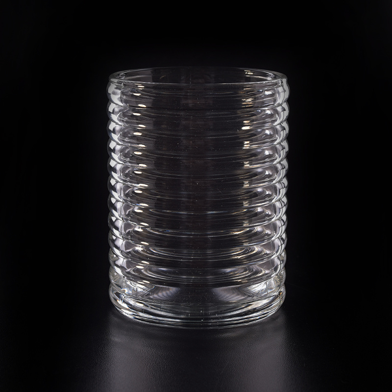 Round Candle Holder with Screw Embossed Pattern