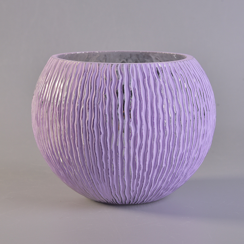 1230ml Purple Painted Round Glass Candle Holders
