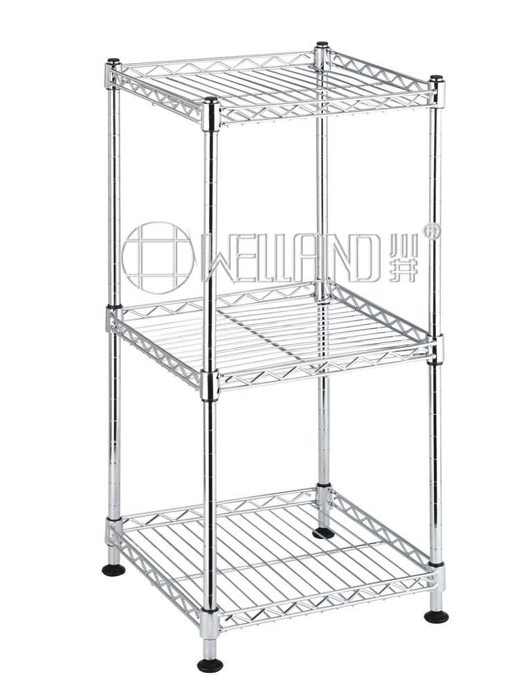 Square 3 Shelves DIY Household Metal Chrome Corner Wire Rack