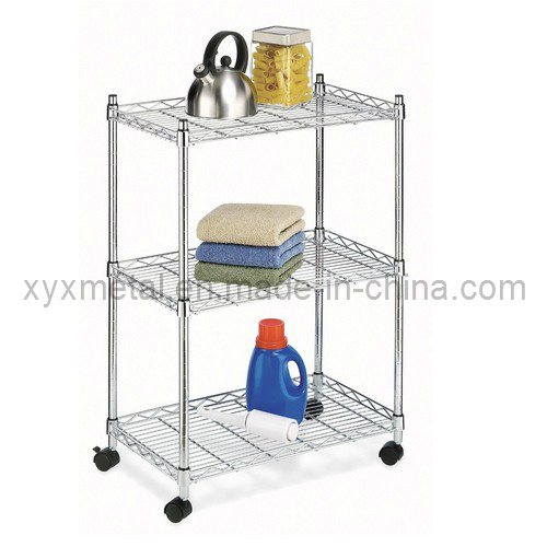 3 Tiers Metal Wire Stand Rolling Shelf Shelving Display Rack