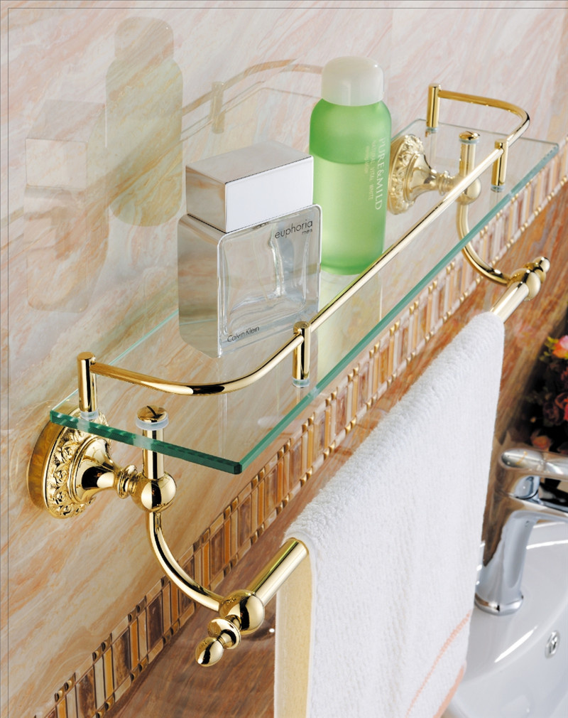 Luxury Bathroom Towel Rack with Glass Shelf