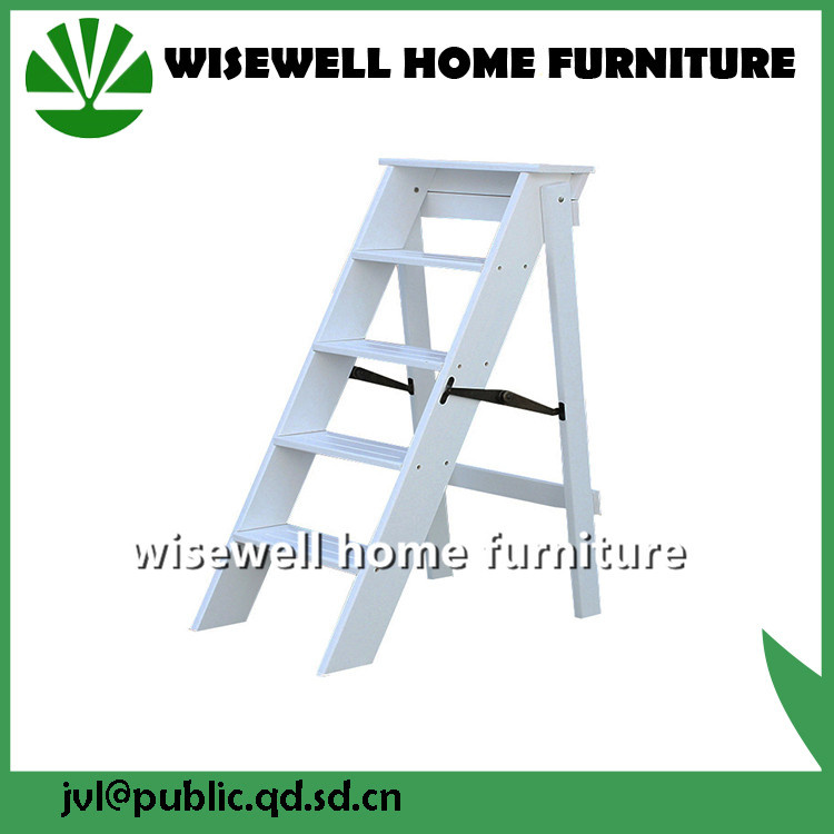 5 Tier Pine Wood Folding Ladder Shelf