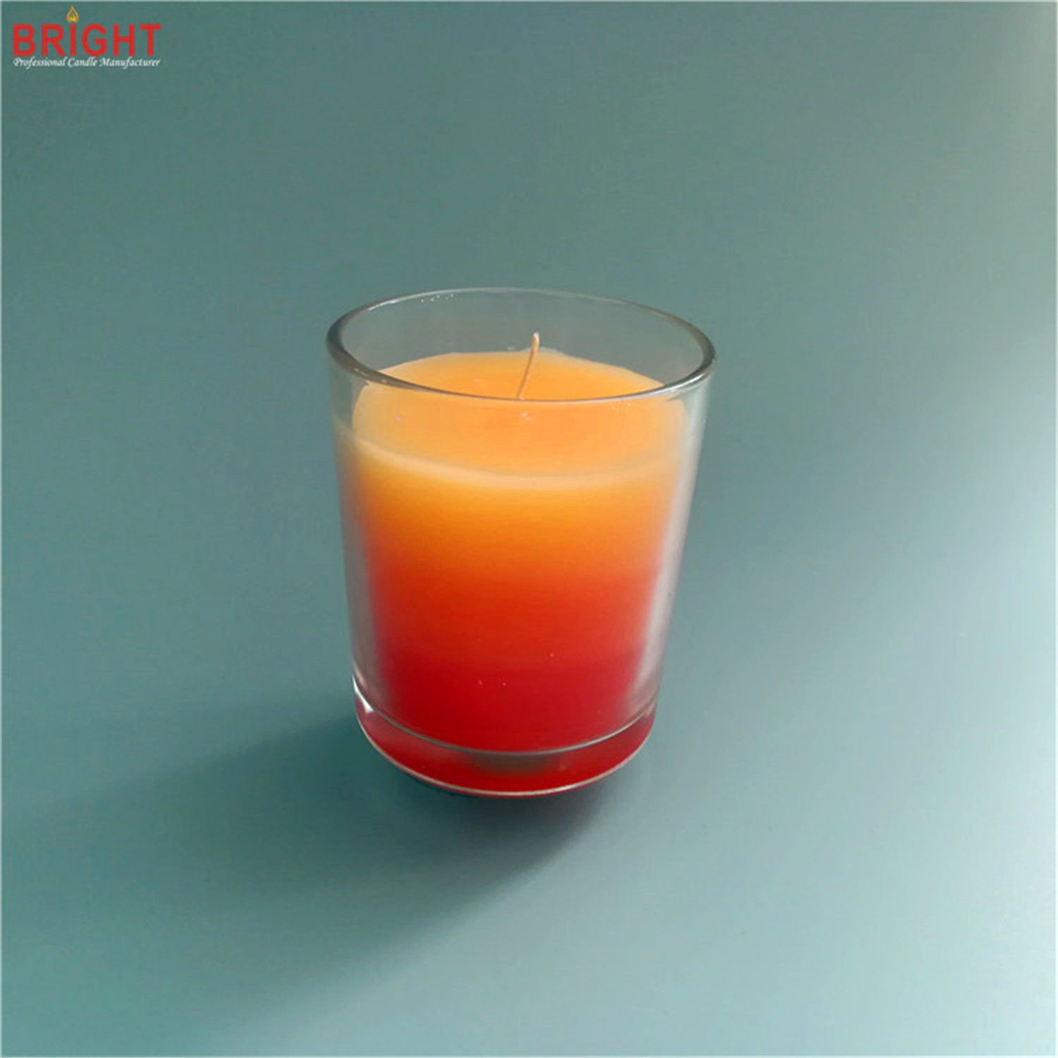 Handmade Manual Art Orange Glass Jar Candle with Three Color