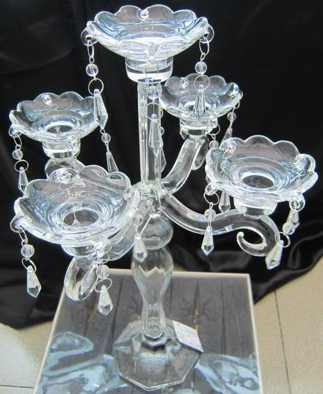Clear Glass Candle Holder for Home Decoration with Five Posters,