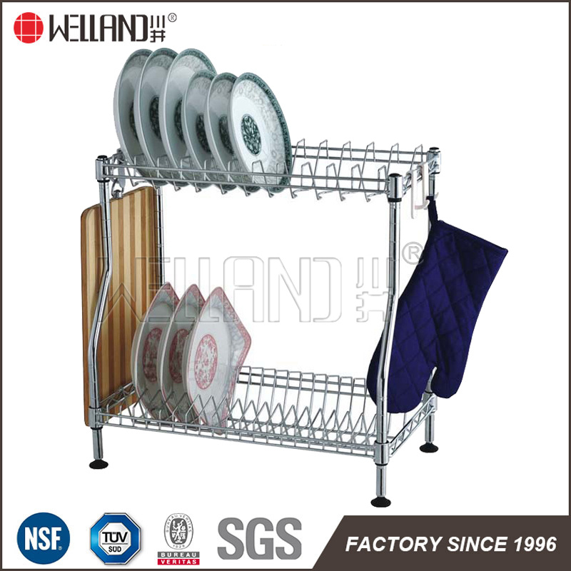 DIY 2 Tiers Chrome Metal Kitchen Dish Drainer Rack