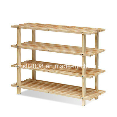 Four Tiers of Pine Shoe Rack with CE (G-SR06)